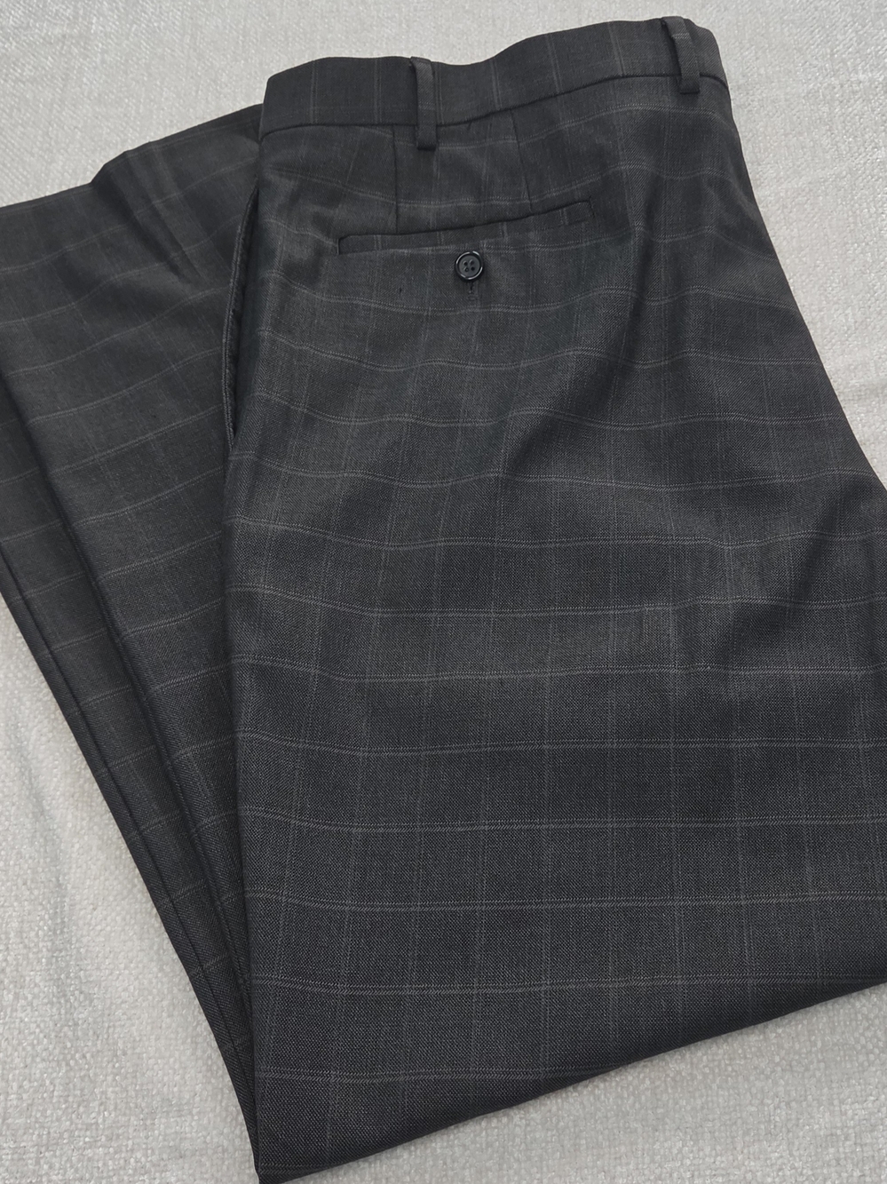 Ralph Lauren Slim Fit Dress Pants Men's 42x30 Dark Brown Windowpane Stretch Flat